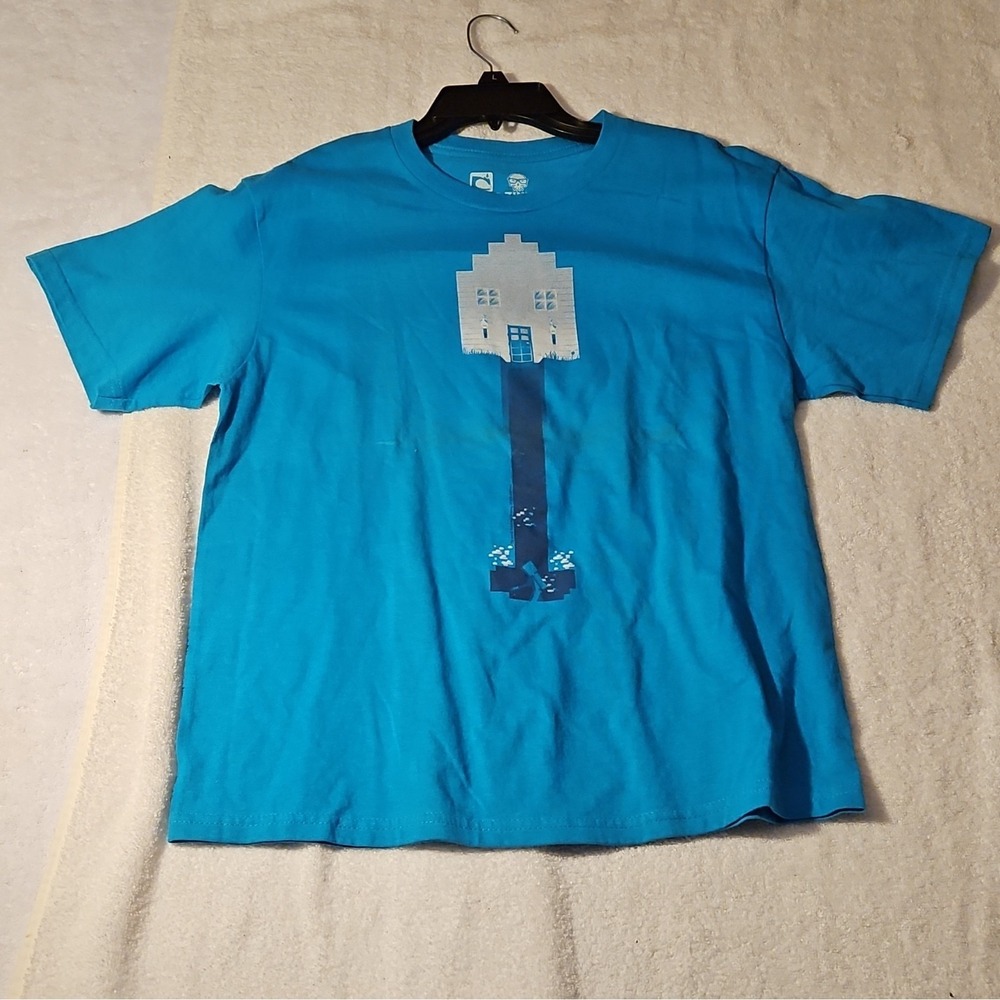 Mojang Minecraft Creeper Blue Boys YS (6-8) Short Sleeve Crew Neck T-Shirt‎